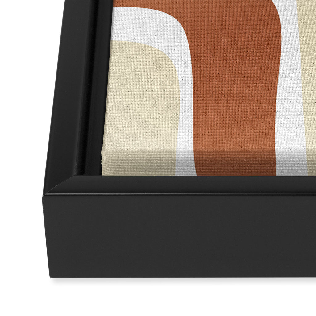 Palm Springs Mid-Century Minimalist Abstract Brown Ochre Beige White Framed Canvas Print Gallery Image 3