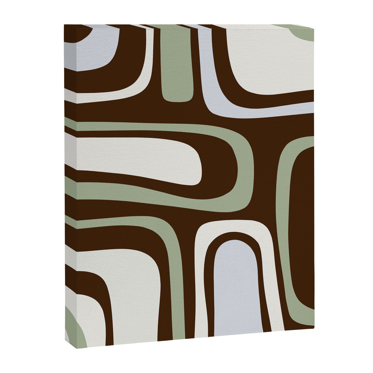 Palm Springs Mid-Century Modern Abstract in Brown, Sage, Light Gray, and Cream Canvas Print Gallery Image 8