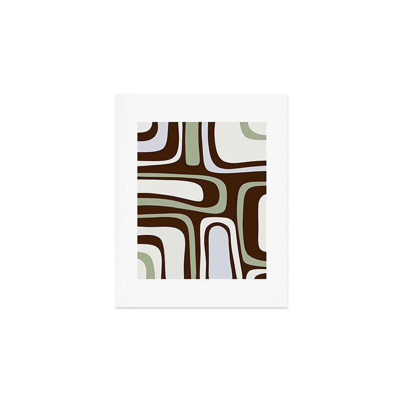 Palm Springs Mid-Century Modern Abstract in Brown, Sage, Light Gray, and Cream Art Print Gallery Image 1