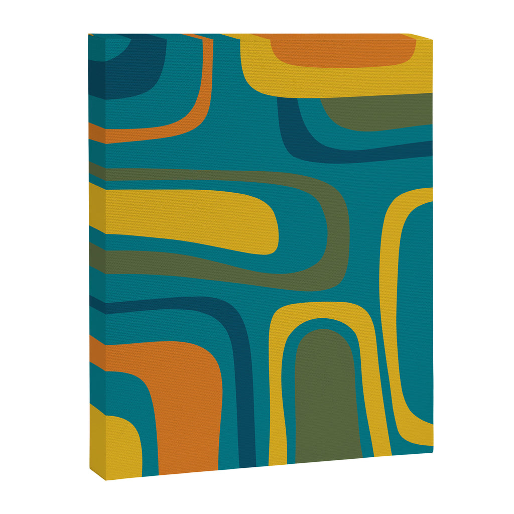 Palm Springs Midcentury Modern Abstract in Moroccan Mustard, Orange, Olive, Blue, and Teal Canvas Print Gallery Image 8