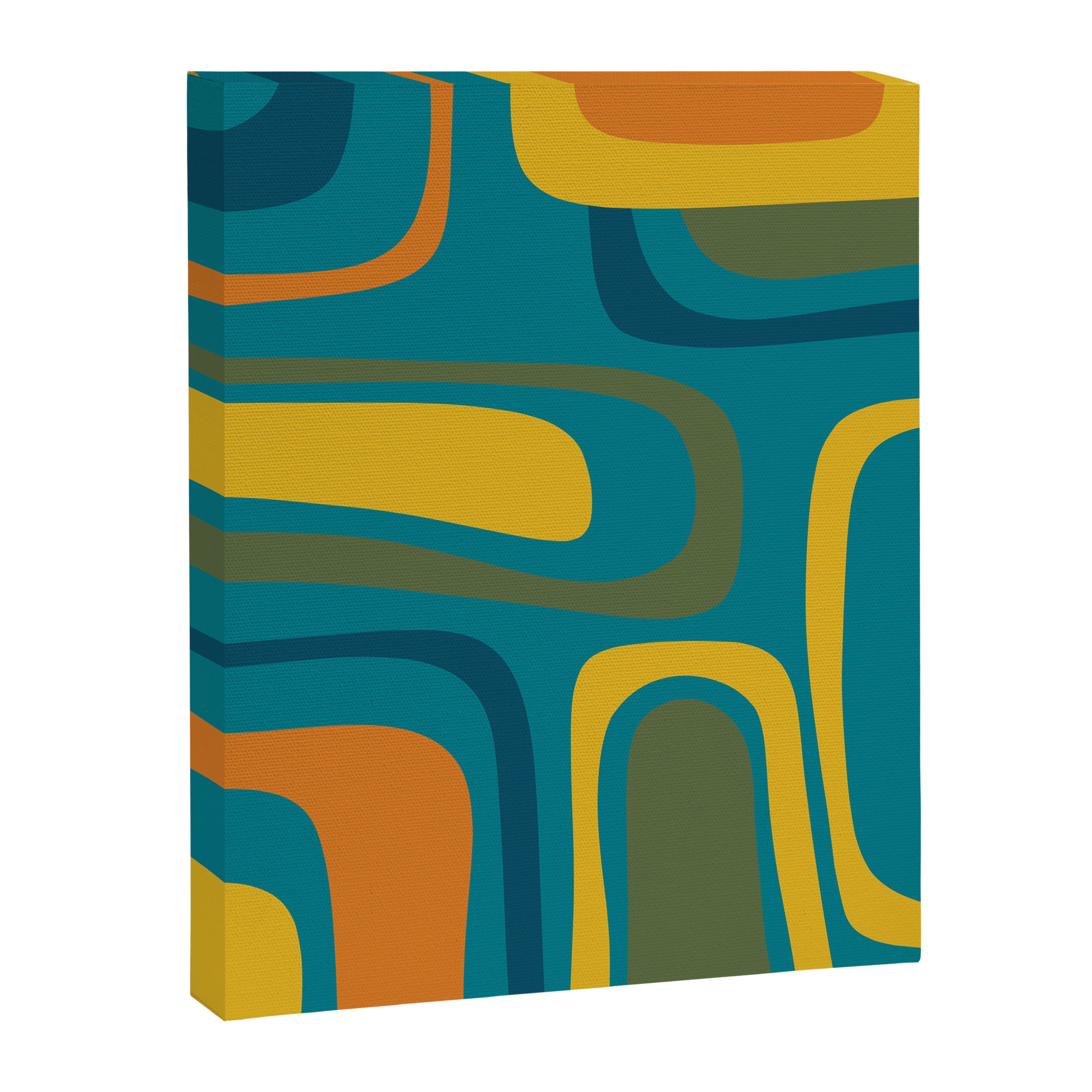 Palm Springs Midcentury Modern Abstract in Moroccan Mustard, Orange, Olive, Blue, and Teal Canvas Print Gallery Image 8