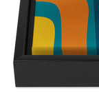 Palm Springs Midcentury Modern Abstract in Moroccan Mustard, Orange, Olive, Blue, and Teal Framed Canvas Print Gallery Image 3