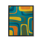 Palm Springs Midcentury Modern Abstract in Moroccan Mustard, Orange, Olive, Blue, and Teal Framed Canvas Print Gallery Image 8