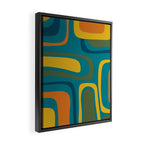 Palm Springs Midcentury Modern Abstract in Moroccan Mustard, Orange, Olive, Blue, and Teal Framed Canvas Print Gallery Image 2