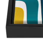 Palm Springs Midcentury Modern Abstract in Moroccan Teal, Orange, Mustard, Olive, and White Framed Canvas Print Gallery Image 3