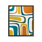 Palm Springs Midcentury Modern Abstract in Moroccan Teal, Orange, Mustard, Olive, and White Framed Canvas Print Gallery Image 8