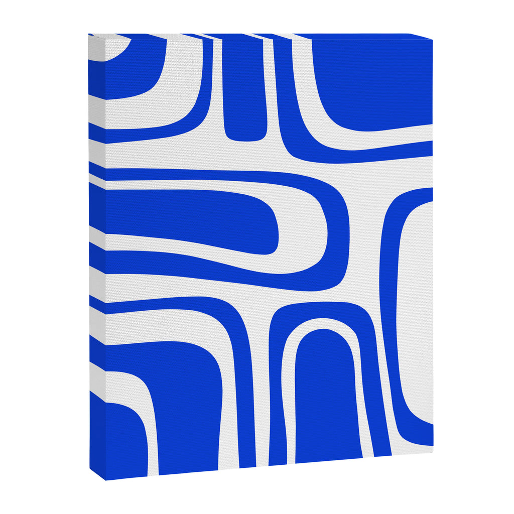 Palm Springs Mid-Century Modern Abstract Minimalist Pattern Royal Blue and White Canvas Print Gallery Image 8