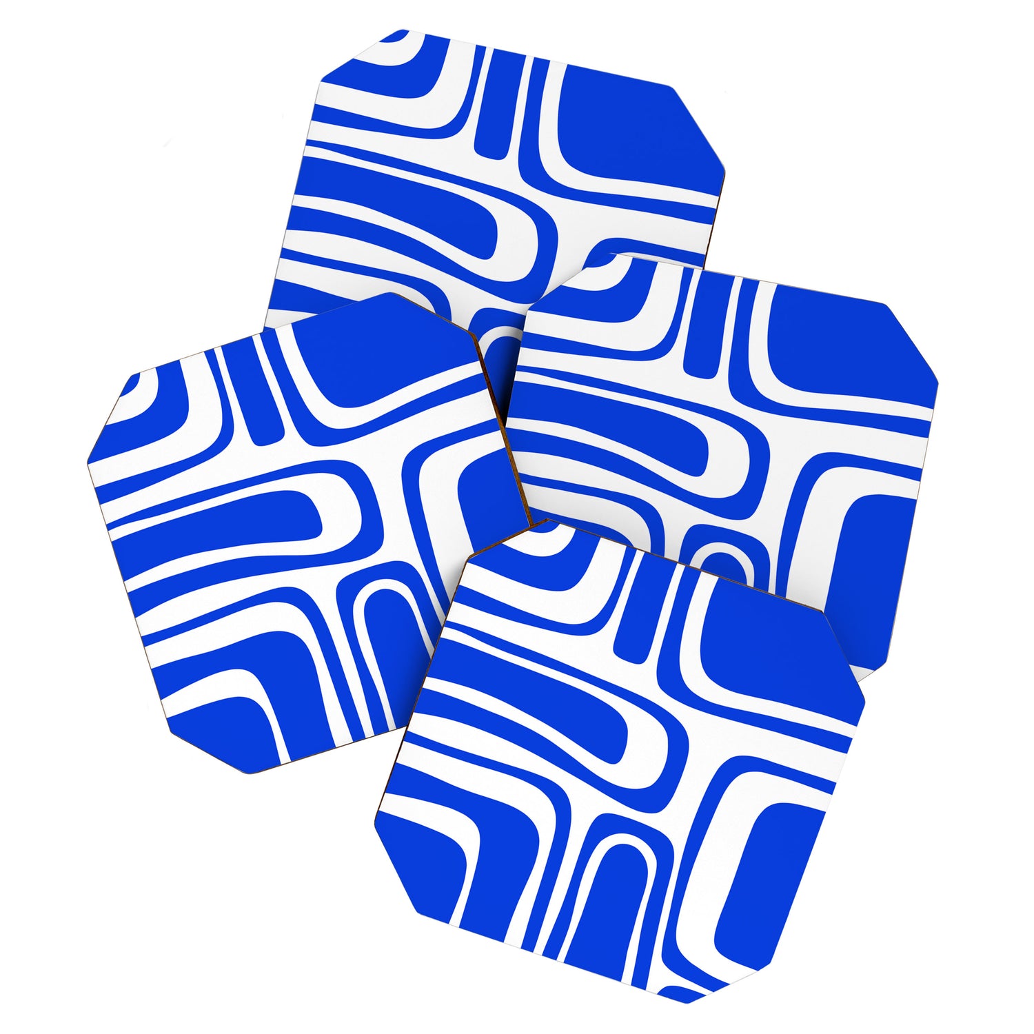 Palm Springs Mid-Century Modern Abstract Minimalist Pattern Royal Blue and White Coaster Gallery Image 1