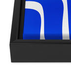 Palm Springs Mid-Century Modern Abstract Minimalist Pattern Royal Blue and White Framed Canvas Print Gallery Image 3