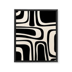 Palm Springs - Midcentury Modern Abstract Pattern in Black and Almond Cream  Framed Canvas Print Gallery Image 8