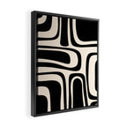 Palm Springs - Midcentury Modern Abstract Pattern in Black and Almond Cream  Framed Canvas Print Gallery Image 2