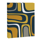 Palm Springs Mid-Century Modern Abstract Pattern in Light and Dark Mustard, Gray, and White on Navy Blue Canvas Print Gallery Image 8