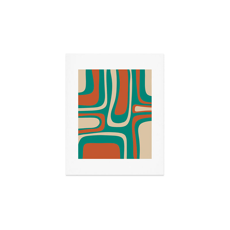 Palm Springs Midcentury Modern Abstract Pattern in Mid Mod Orange, Beige, and Turquoise Art Print Gallery Image 1