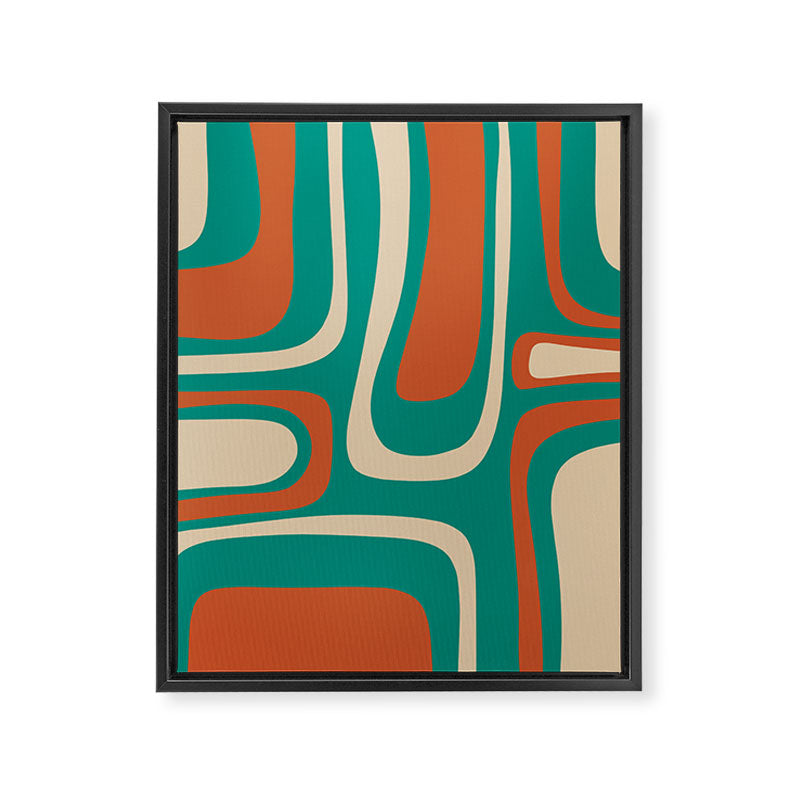 Palm Springs Midcentury Modern Abstract Pattern in Mid Mod Orange, Beige, and Turquoise Framed Canvas Print Gallery Image 8