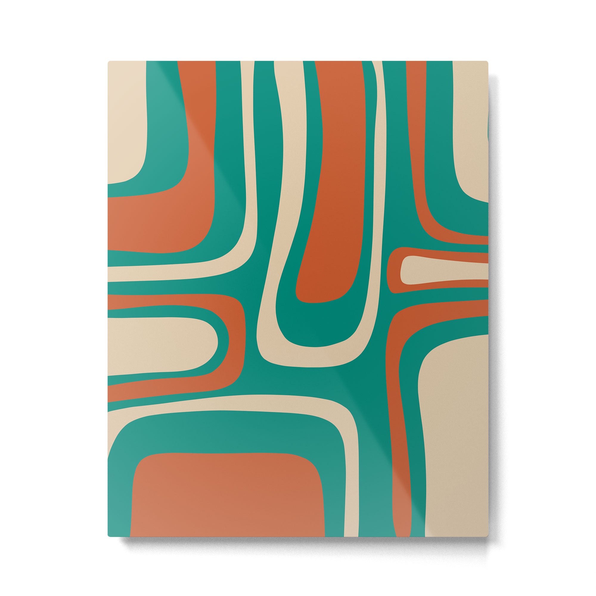 Palm Springs Midcentury Modern Abstract Pattern in Mid Mod Orange, Beige, and Turquoise Metal Print Gallery Image 6