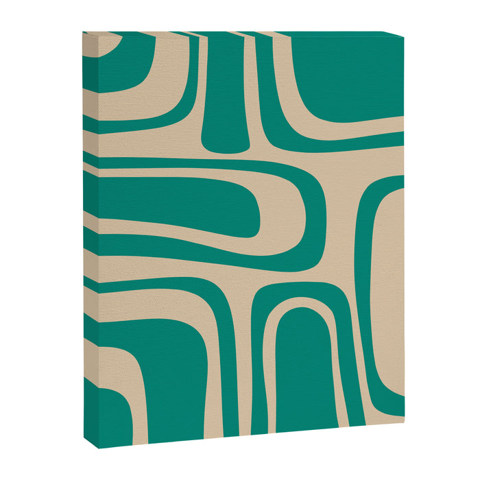 Palm Springs - Midcentury Modern Abstract Pattern in Mid Mod Turquoise Teal and Beige  Canvas Print Gallery Image 1