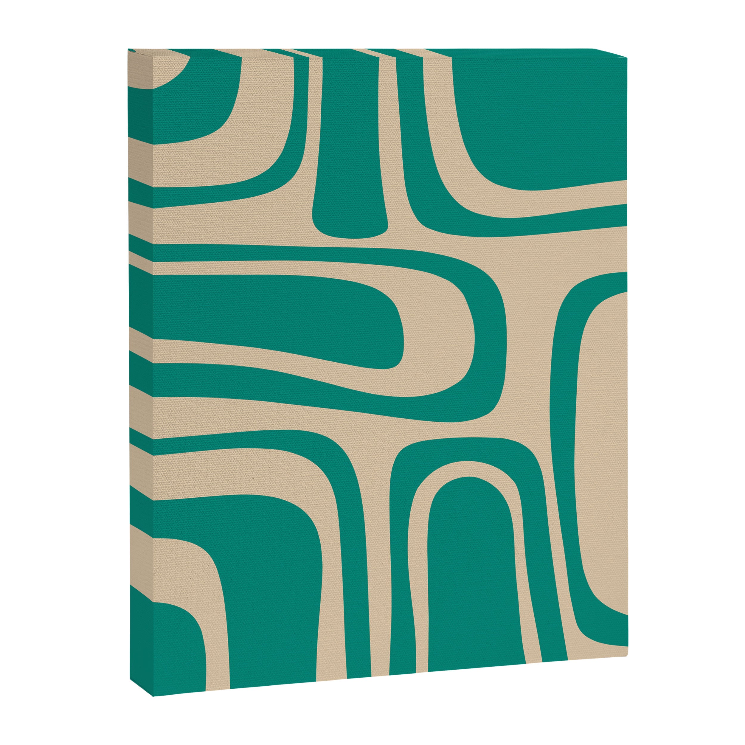 Palm Springs - Midcentury Modern Abstract Pattern in Mid Mod Turquoise Teal and Beige  Canvas Print Gallery Image 8