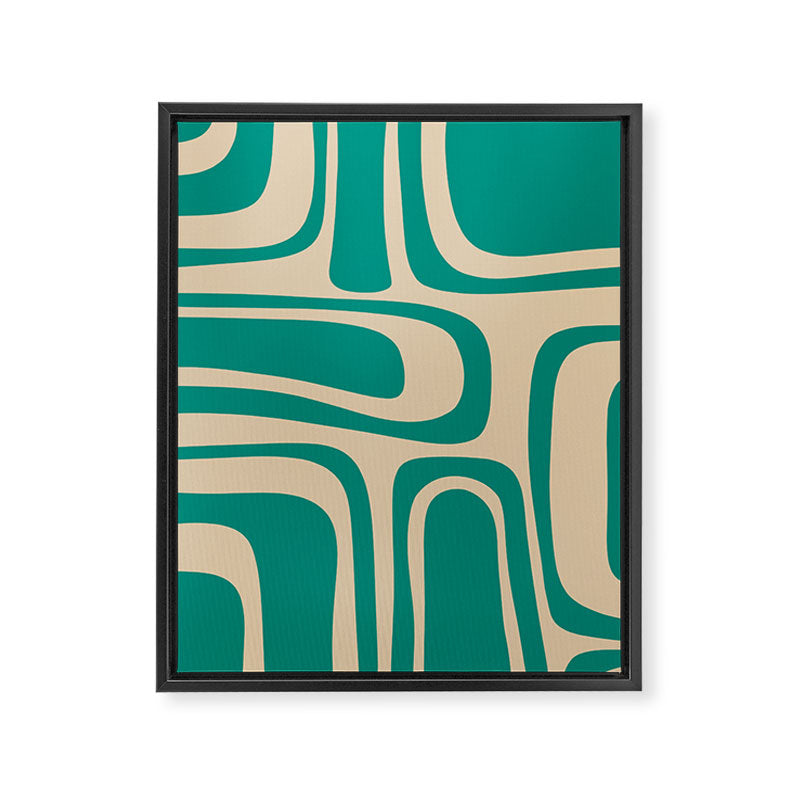 Palm Springs - Midcentury Modern Abstract Pattern in Mid Mod Turquoise Teal and Beige  Framed Canvas Print Gallery Image 8