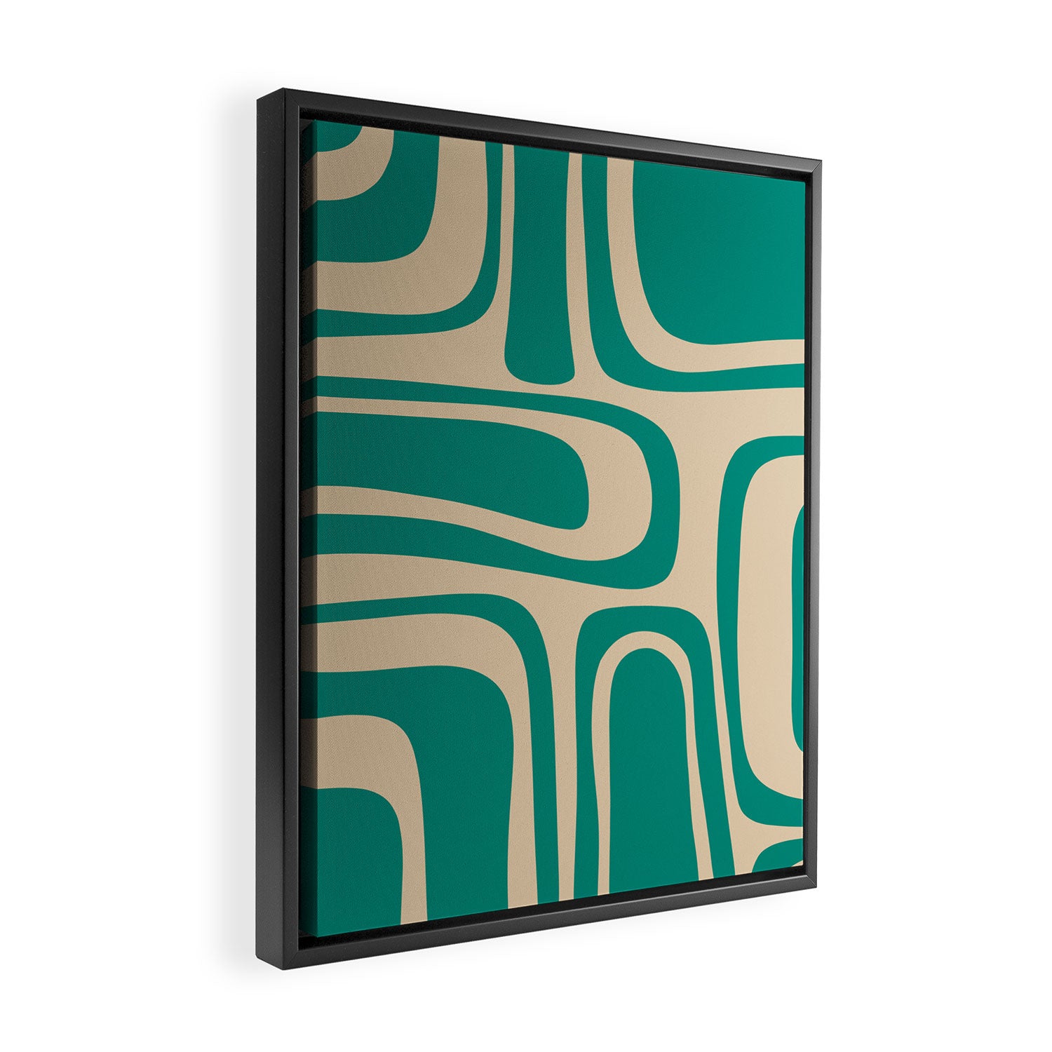 Palm Springs - Midcentury Modern Abstract Pattern in Mid Mod Turquoise Teal and Beige  Framed Canvas Print Gallery Image 2