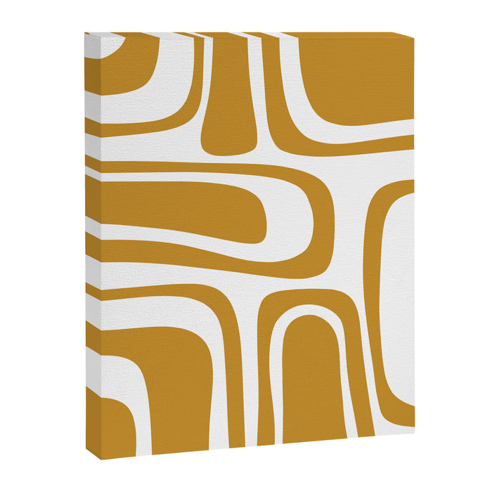 Palm Springs Midcentury Modern Abstract Pattern in Mustard Gold and White Canvas Print Gallery Image 1