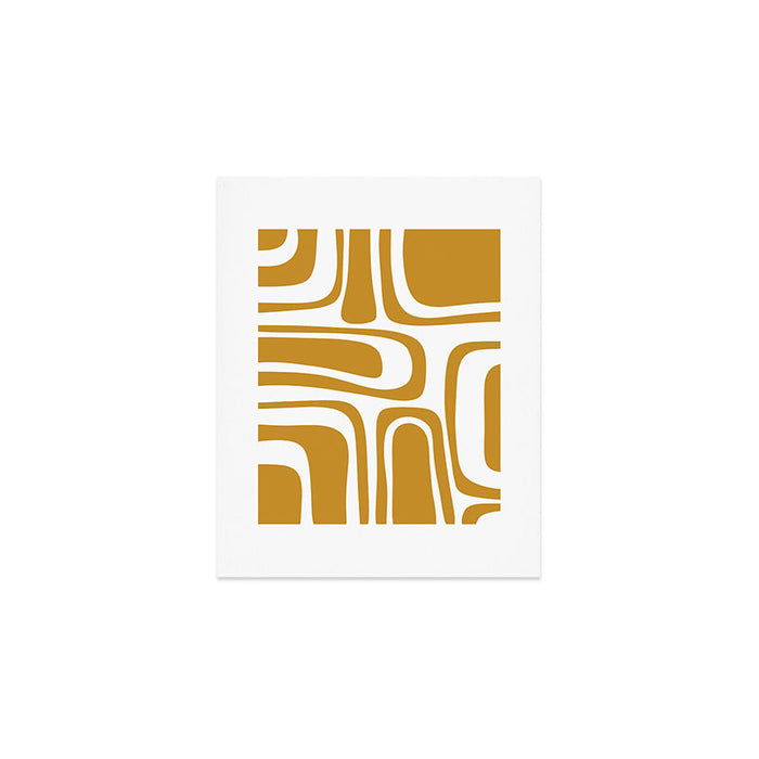 Palm Springs Midcentury Modern Abstract Pattern in Mustard Gold and White Art Print Gallery Image 1