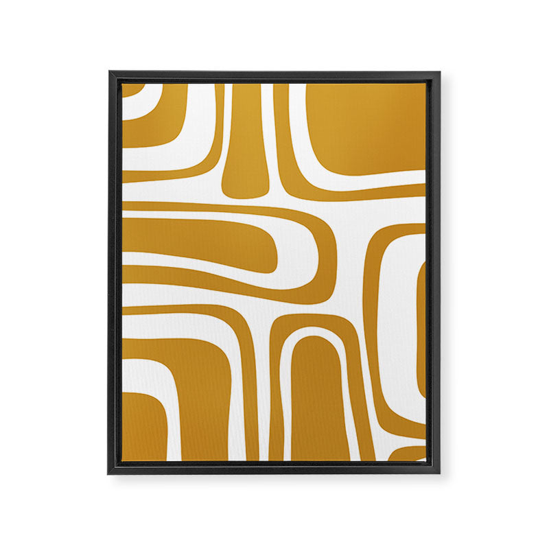 Palm Springs Midcentury Modern Abstract Pattern in Mustard Gold and White Framed Canvas Print Gallery Image 8