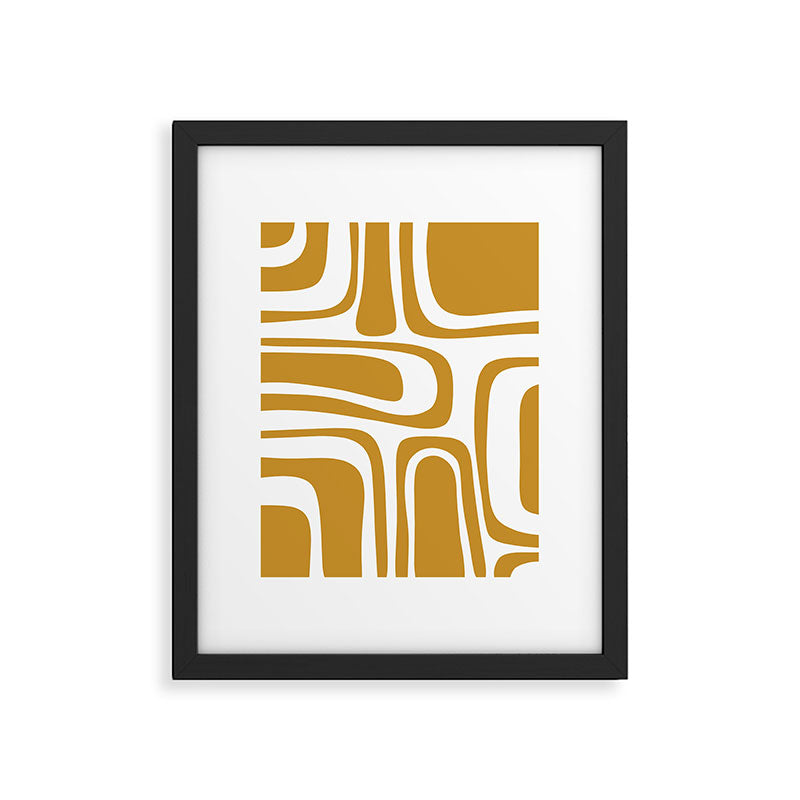 Palm Springs Midcentury Modern Abstract Pattern in Mustard Gold and White Framed Art Print Gallery Image 6