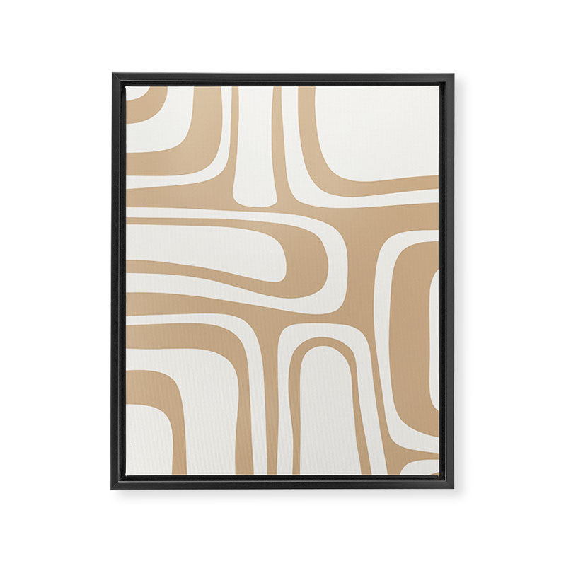 Palm Springs Midcentury Modern Abstract Pattern in Natural Wood Beige Framed Canvas Print Gallery Image 8
