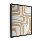 Palm Springs Midcentury Modern Abstract Pattern in Natural Wood Beige Framed Canvas Print Gallery Image 2