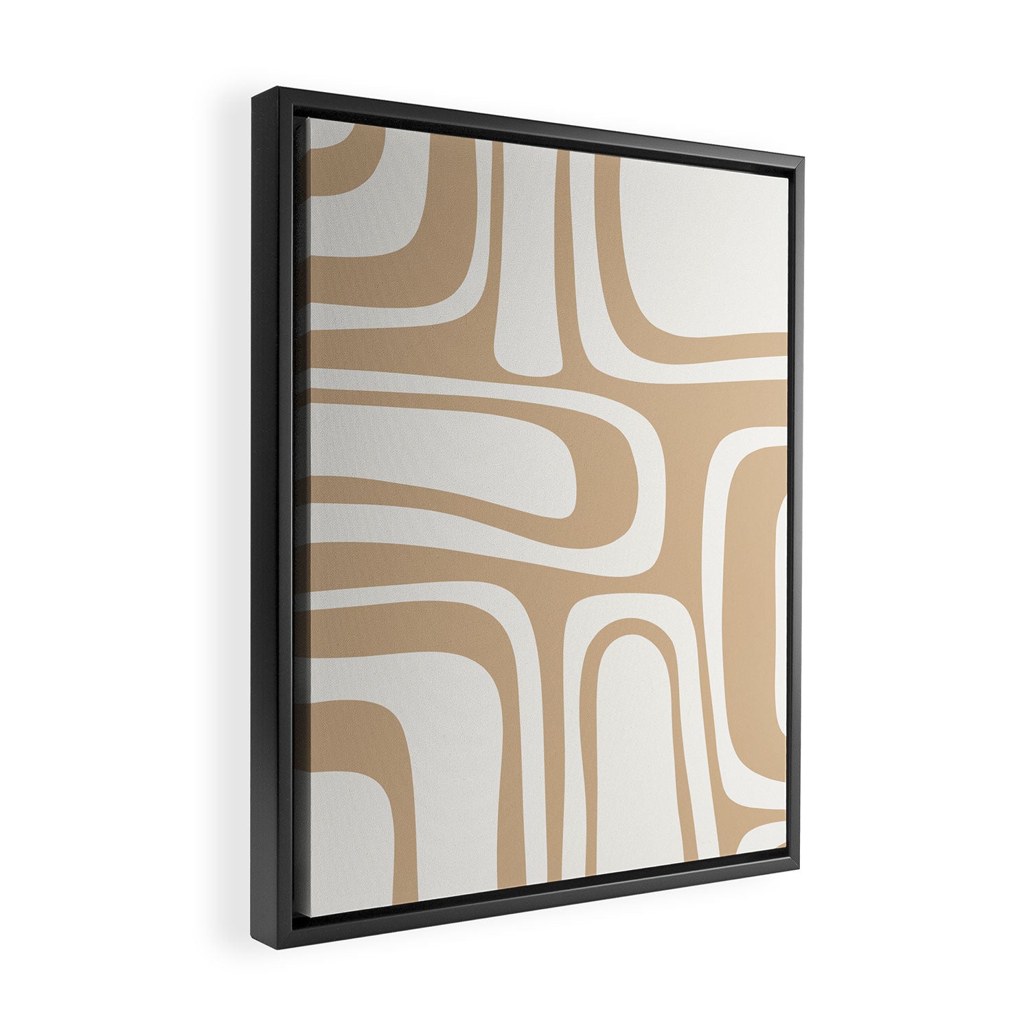 Palm Springs Midcentury Modern Abstract Pattern in Natural Wood Beige Framed Canvas Print Gallery Image 2