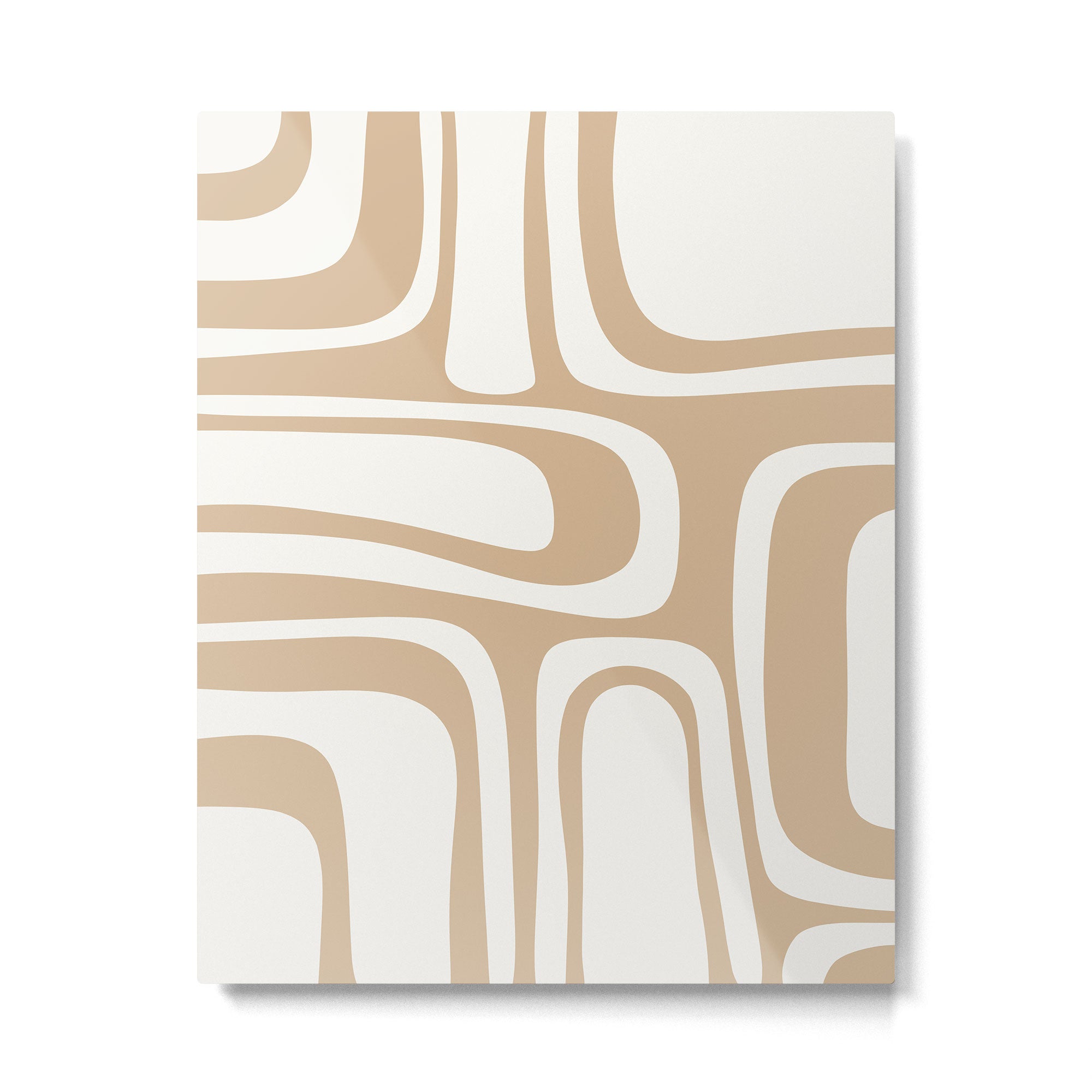 Palm Springs Midcentury Modern Abstract Pattern in Natural Wood Beige Metal Print Gallery Image 6