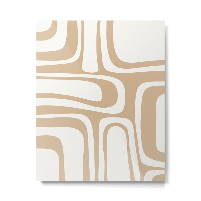 Palm Springs Midcentury Modern Abstract Pattern in Natural Wood Beige Metal Print Gallery Image 1