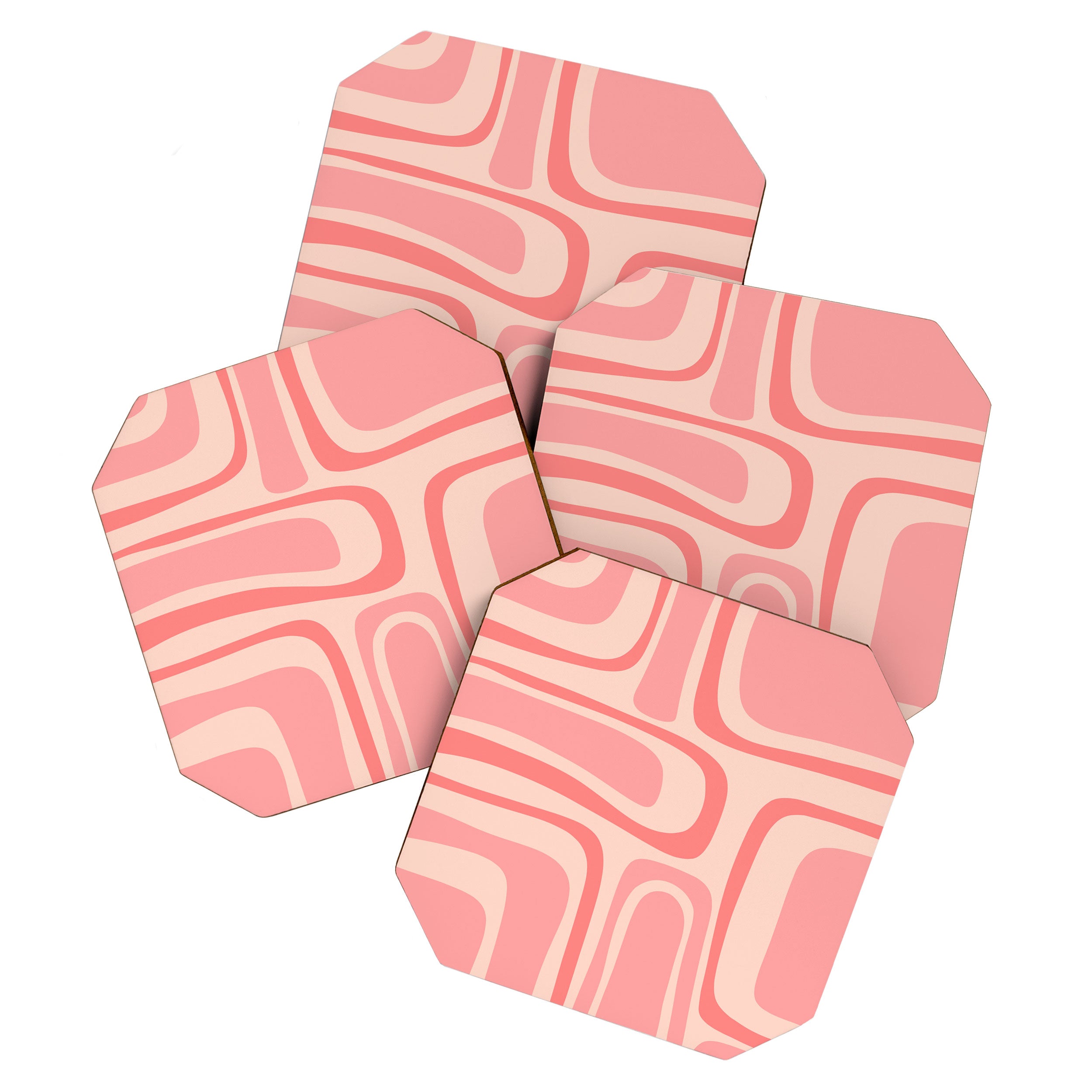 Palm Springs Midcentury Modern Abstract Pattern in Pink Coaster Gallery Image 1