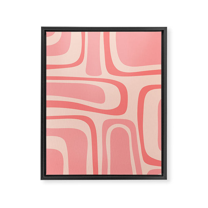 Palm Springs Midcentury Modern Abstract Pattern in Pink Framed Canvas Print Gallery Image 1