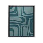 Palm Springs Midcentury Modern Abstract Pattern in Steel Blue Framed Canvas Print Gallery Image 8