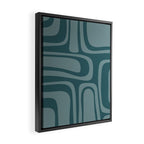 Palm Springs Midcentury Modern Abstract Pattern in Steel Blue Framed Canvas Print Gallery Image 2