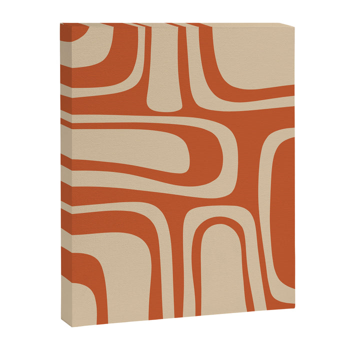 Palm Springs - Midcentury Modern Retro Pattern in Mid Mod Beige and Burnt Orange Canvas Print Gallery Image 1