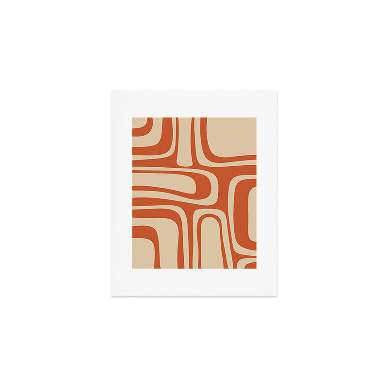 Palm Springs - Midcentury Modern Retro Pattern in Mid Mod Beige and Burnt Orange Art Print Gallery Image 1