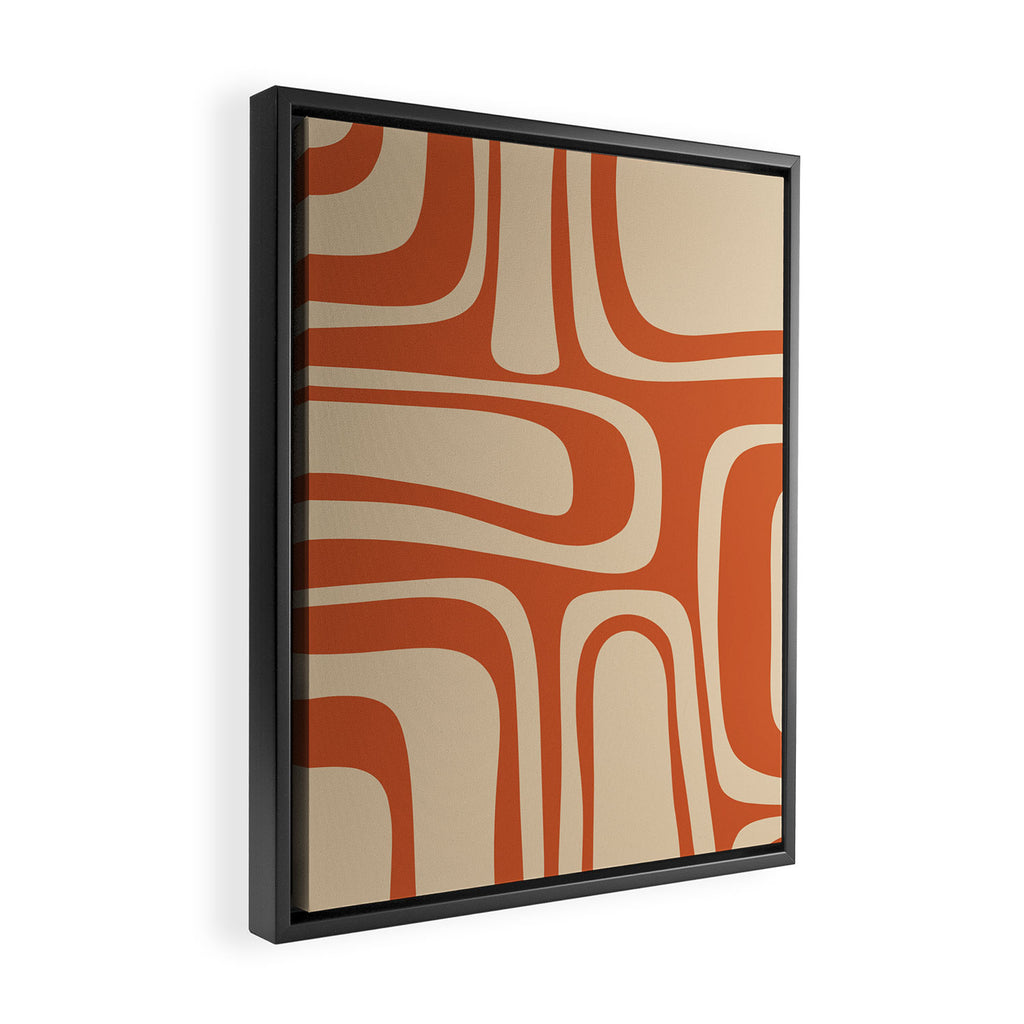 Palm Springs - Midcentury Modern Retro Pattern in Mid Mod Beige and Burnt Orange Framed Canvas Print Gallery Image 2