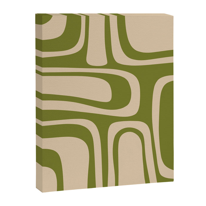 Palm Springs - Midcentury Modern Retro Pattern in Mid Mod Beige and Olive Green Canvas Print Gallery Image 1