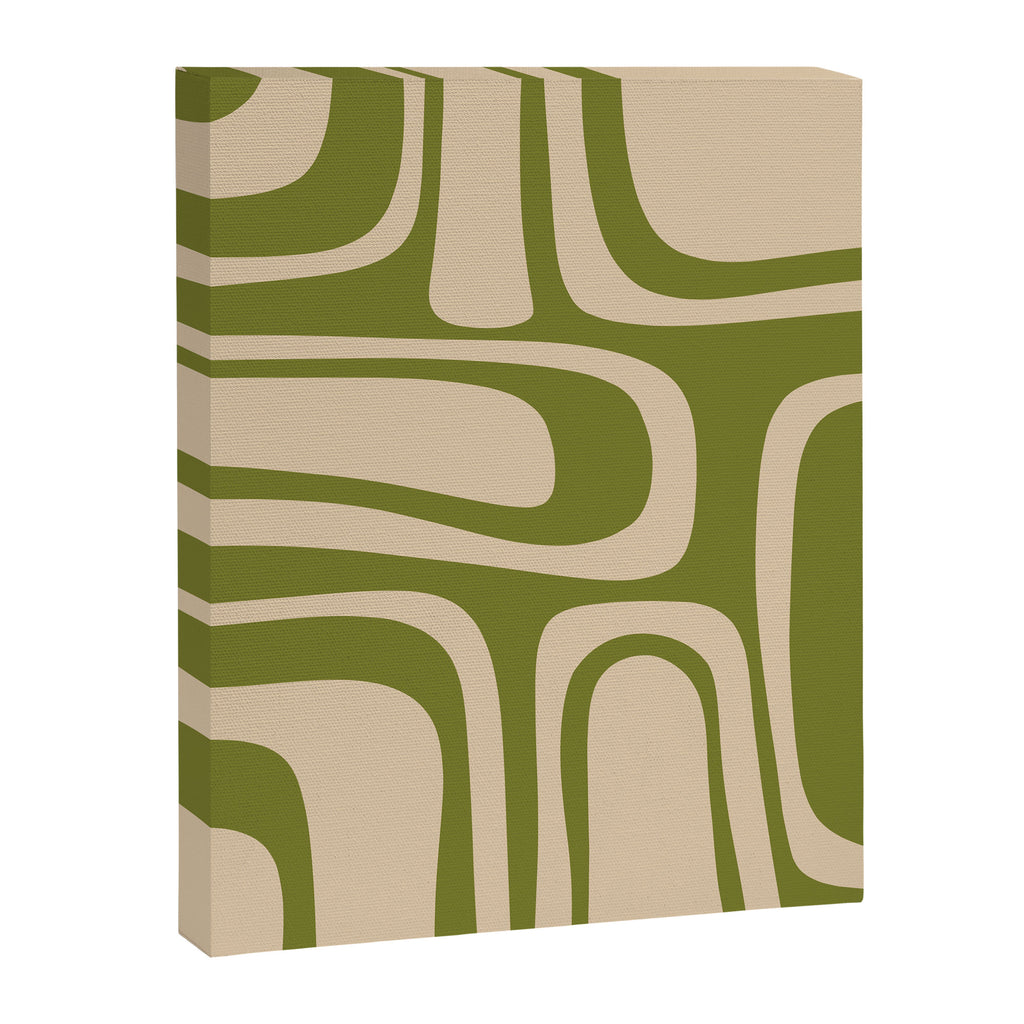 Palm Springs - Midcentury Modern Retro Pattern in Mid Mod Beige and Olive Green Canvas Print Gallery Image 8