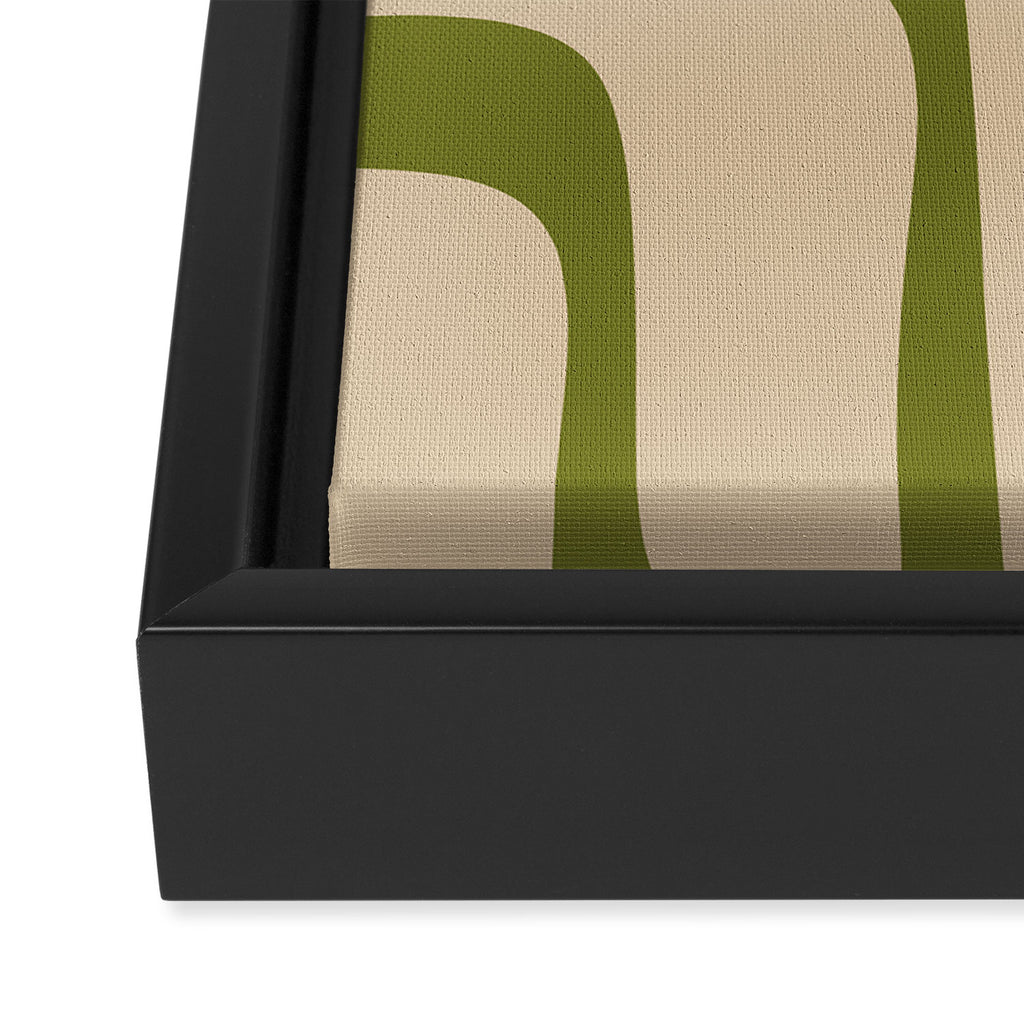 Palm Springs - Midcentury Modern Retro Pattern in Mid Mod Beige and Olive Green Framed Canvas Print Gallery Image 3