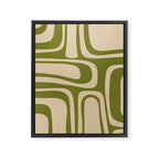 Palm Springs - Midcentury Modern Retro Pattern in Mid Mod Beige and Olive Green Framed Canvas Print Gallery Image 8