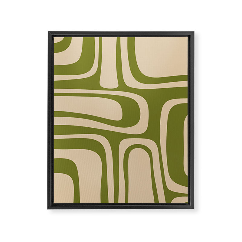 Palm Springs - Midcentury Modern Retro Pattern in Mid Mod Beige and Olive Green Framed Canvas Print Gallery Image 8