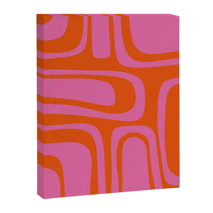 Palm Springs Retro Abstract Pattern in Bright Pink and Orange Red Canvas Print Gallery Image 1