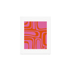 Palm Springs Retro Abstract Pattern in Bright Pink and Orange Red Art Print Gallery Image 1