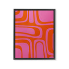 Palm Springs Retro Abstract Pattern in Bright Pink and Orange Red Framed Canvas Print Gallery Image 8