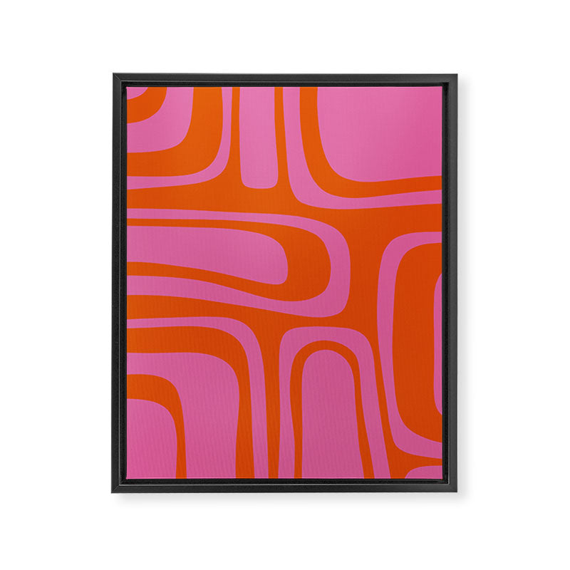 Palm Springs Retro Abstract Pattern in Bright Pink and Orange Red Framed Canvas Print Gallery Image 8