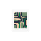 Palm Springs Retro Mid Century Modern Abstract Pattern Dark Blue, Green, and Beige Art Print Gallery Image 1