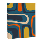 Palm Springs Retro Mid Century Modern Abstract Pattern Blue Orange Mustard Beige Canvas Print Gallery Image 8